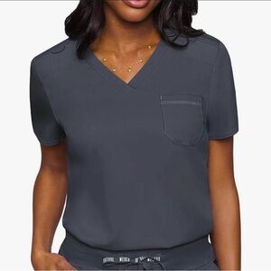 Medcouture Women's V-Neck Gray Scrub Top & bottom set
